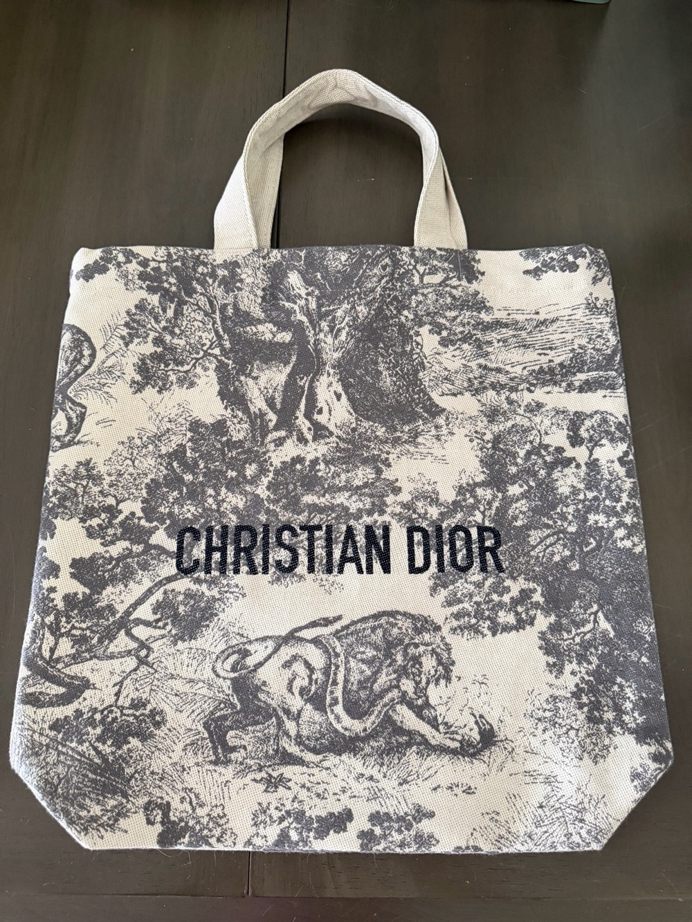 Christian Dior Grey Embroidered Logo Tote Shopping Bag - Picture 1 of 5